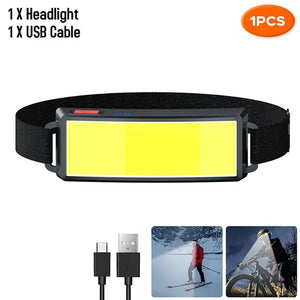 Lampe frontale LED COB puissante, rechargeable Type-C, batterie intégrée – photo 11/11