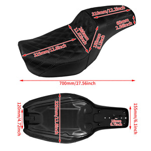 Selle biplace en cuir noir pour Harley-Davidson Dyna - vue 6