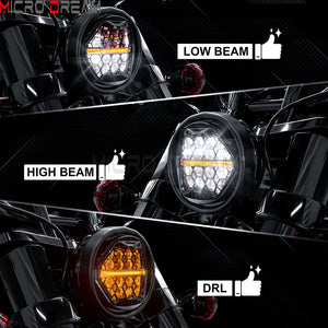 Phare LED 5,75 pouces pour Harley Dyna Softail Sportster - vue 6