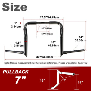 Guidon Ape Hanger Meathook fat 1,5" - Harley-Davidson Street/Electra Glide, Ultra Classic/Limited, Tri-Glide 1986-2023 – photo 12/13