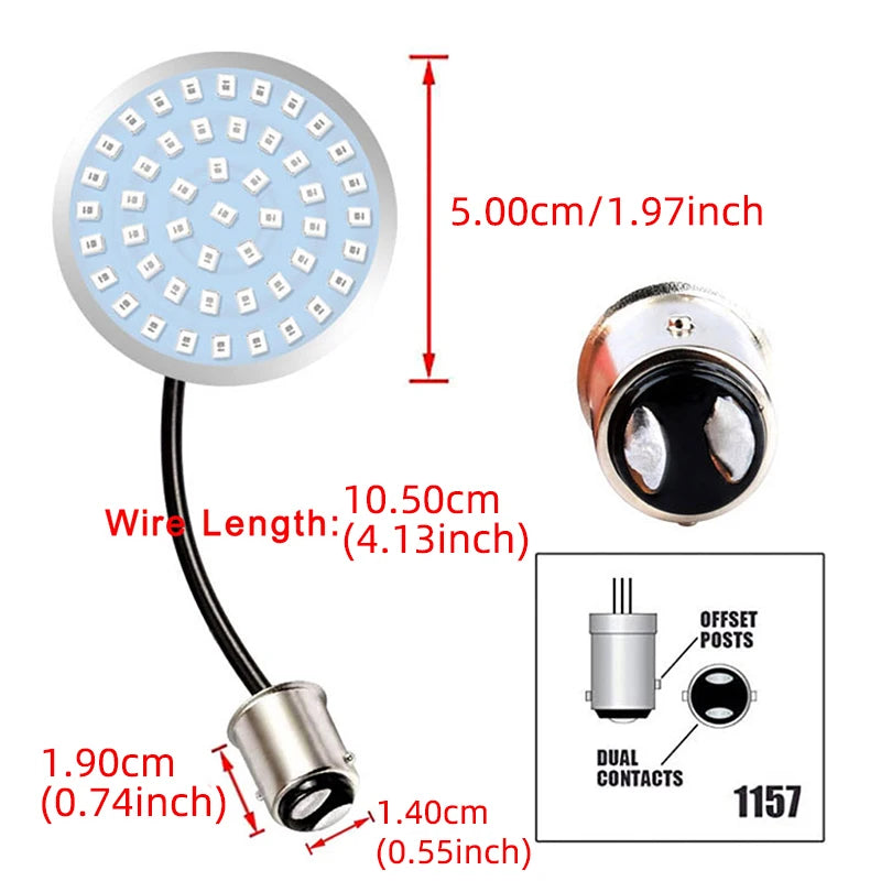 Ampoule clignotant LED type balle 1156/1157 bicolore blanc/ambre pour Harley Softail, Dyna, Sportster - vue 2