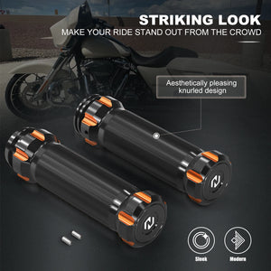 Poignées de guidon aluminium moletées pour Harley Touring Softail - vue 3