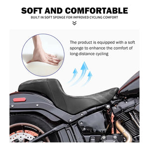 Selle biplace noire en cuir microfibre pour Harley-Davidson Softail - vue 3