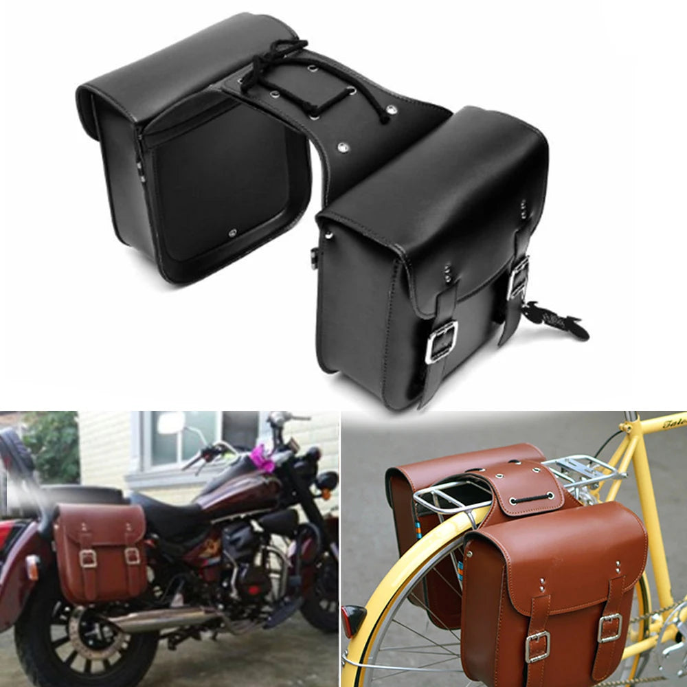 Sacoche cavalière marron pour moto - vue 2