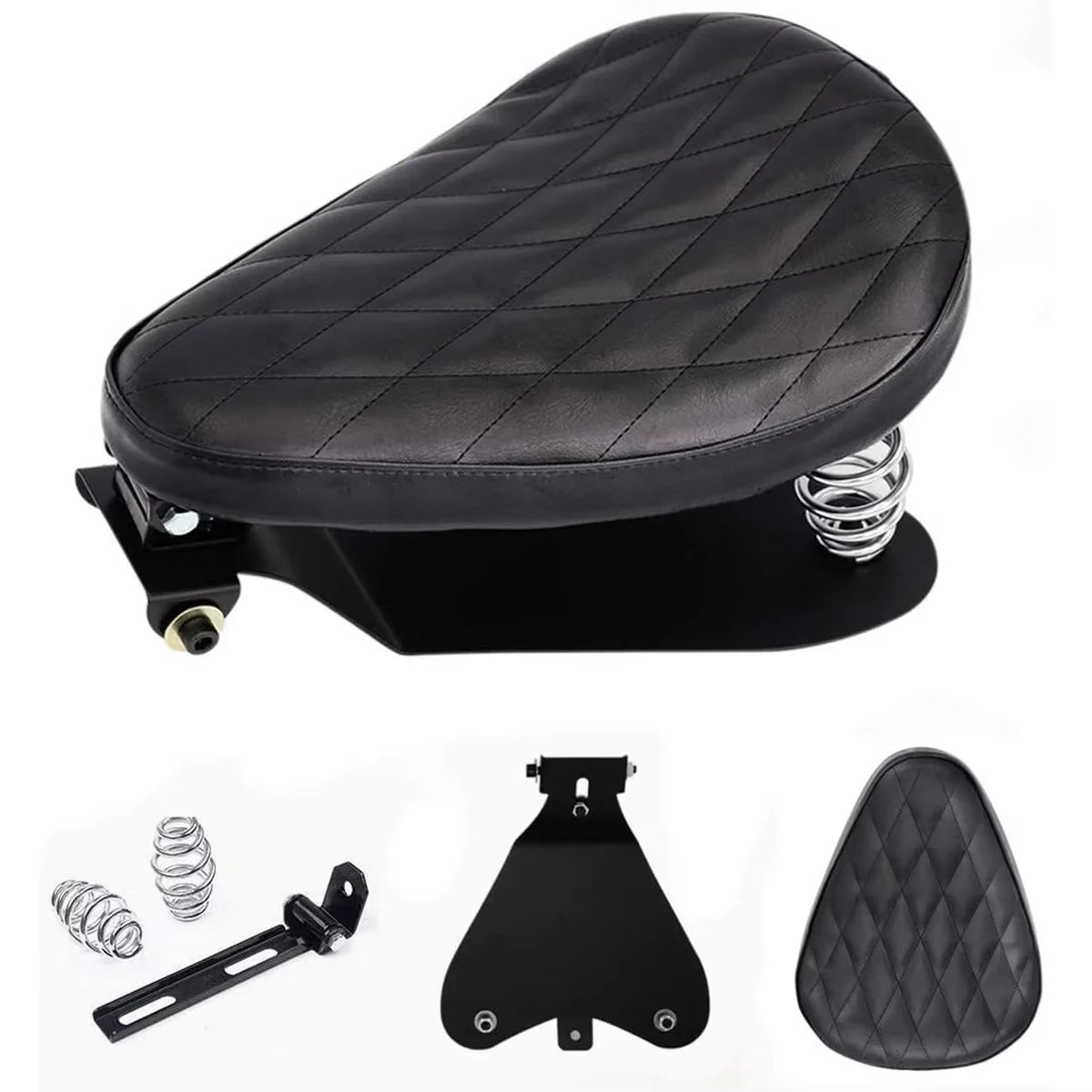 Selle solo conducteur en cuir noir pour Harley-Davidson Sportster 883 (1990-2013)