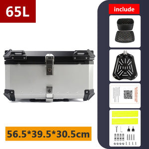Top case moto en aluminium noir avec serrure, fixé sur un porte-bagages arrière - vue 7