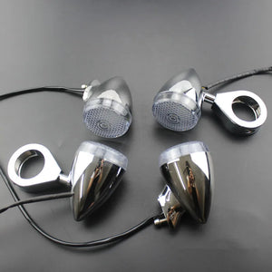 Kit clignotants LED bullet chromés pour Harley fourche 41 mm - vue 1