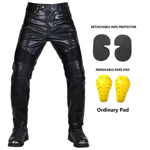 Pantalon Moto Cross Homme Cuir PU Protections CE Genoux Hanches - vue 11