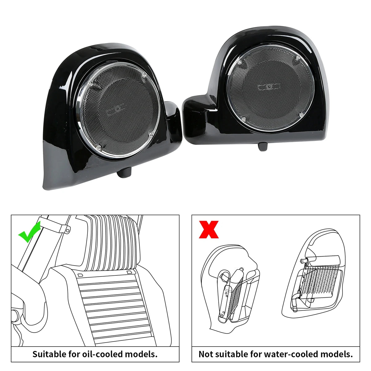 Haut-parleurs 6,5" avec caissons et grilles pour carénage inférieur ventilé Harley-Davidson Touring 2014-2023 - vue 2
