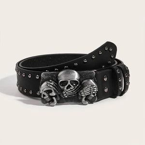 Ceinture punk boucle main de squelette et rivets - vue 8