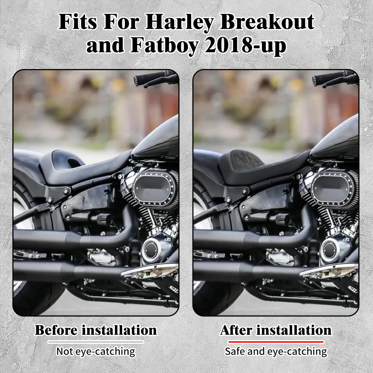 Selle solo pilote basse au piquage diamant pour Harley-Davidson Softail Fat Boy / Breakout (2018 et plus)