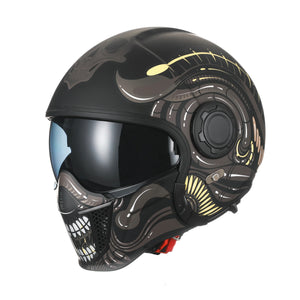 Casque moto modulable rétro noir avec double écran - vue - vue 3