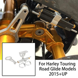 Support de Fixation Amortisseur de Direction (Steering Damper) Aluminium - Harley-Davidson Road Glide 2015 et plus récent – photo 1/8
