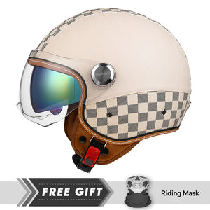 Casque moto jet 3/4 open face en cuir avec double visière - vue 14