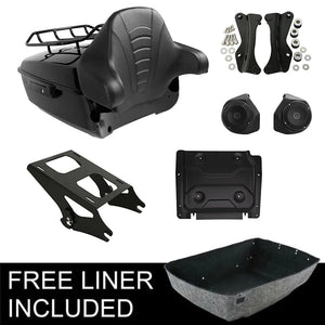 Malle top case noire avec dossier passager montée sur une Harley-Davidson Touring - vue 5