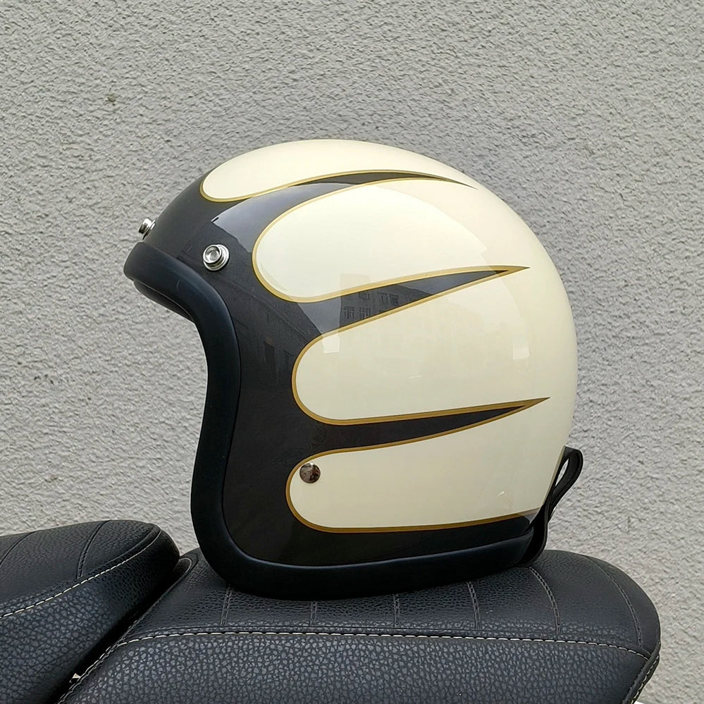 Casque moto jet rétro 3/4 noir vue de profil - vue 2