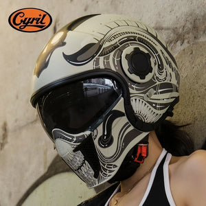 Casque moto modulable rétro, mentonnière relevée - vue 1