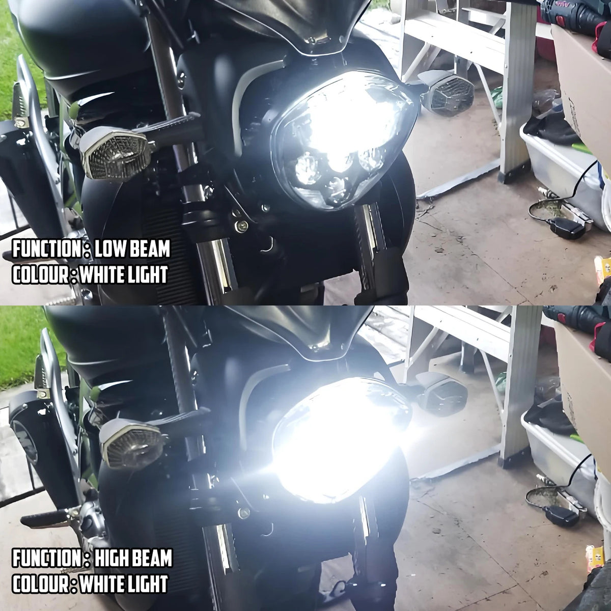 Phare LED rond noir pour moto, feux de croisement et route - vue 2