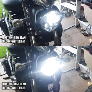 Phare LED rond noir pour moto, feux de croisement et route - vue 2