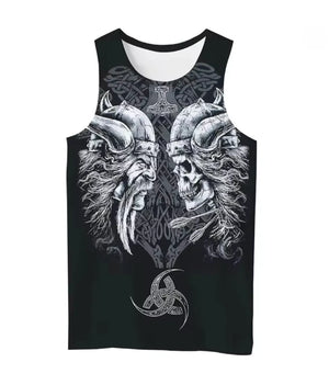 Débardeur homme noir imprimé motif viking - vue 7