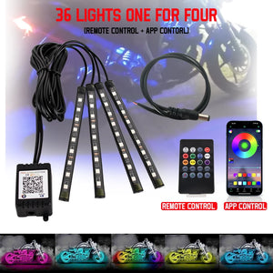 Bande LED d'ambiance flexible RVB pour moto, néon décoratif contrôlable par application 12V - vue 8
