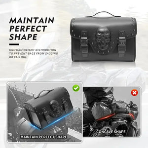 Sac Arrière de Moto 32L en Cuir PU Noir Design Tête de Mort 3D - Universel - vue 3