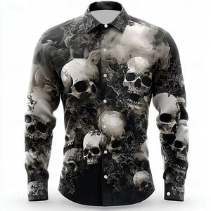 Chemise noire manches longues imprimé tête de mort - vue 5