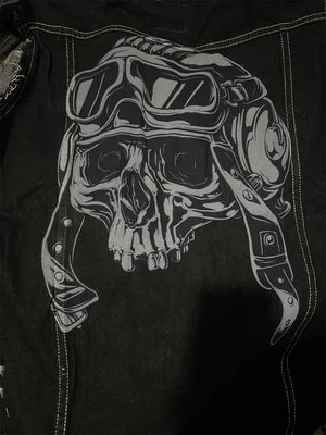 Gilet en jean homme imprimé aigle sans manches, vue de face - vue 4