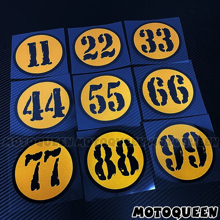 Sticker numéro de course dans un cercle jaune style MotoGP - vue 2