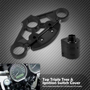 Kit de té supérieur de fourche (top triple tree) + cache contacteur d'allumage pour Harley-Davidson Touring Road Glide 2015-2023 – photo 8/9