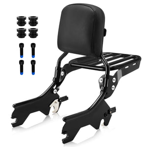 Sissy-bar dossier passager avec porte-bagages et kit de fixation pour Harley-Davidson Softail - vue 1