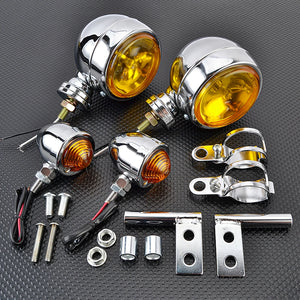 Kit phares additionnels chromés avec clignotants pour Harley - vue 4