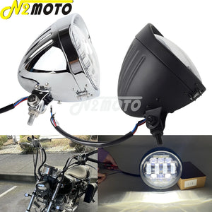 Phare rond chromé 5,75 pouces pour moto custom chopper bobber - vue 1