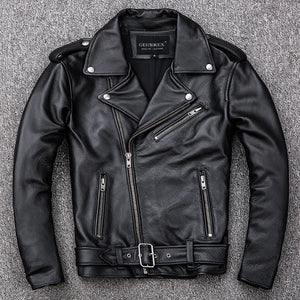 Blouson en cuir moto homme zip asymétrique - vue - vue 1
