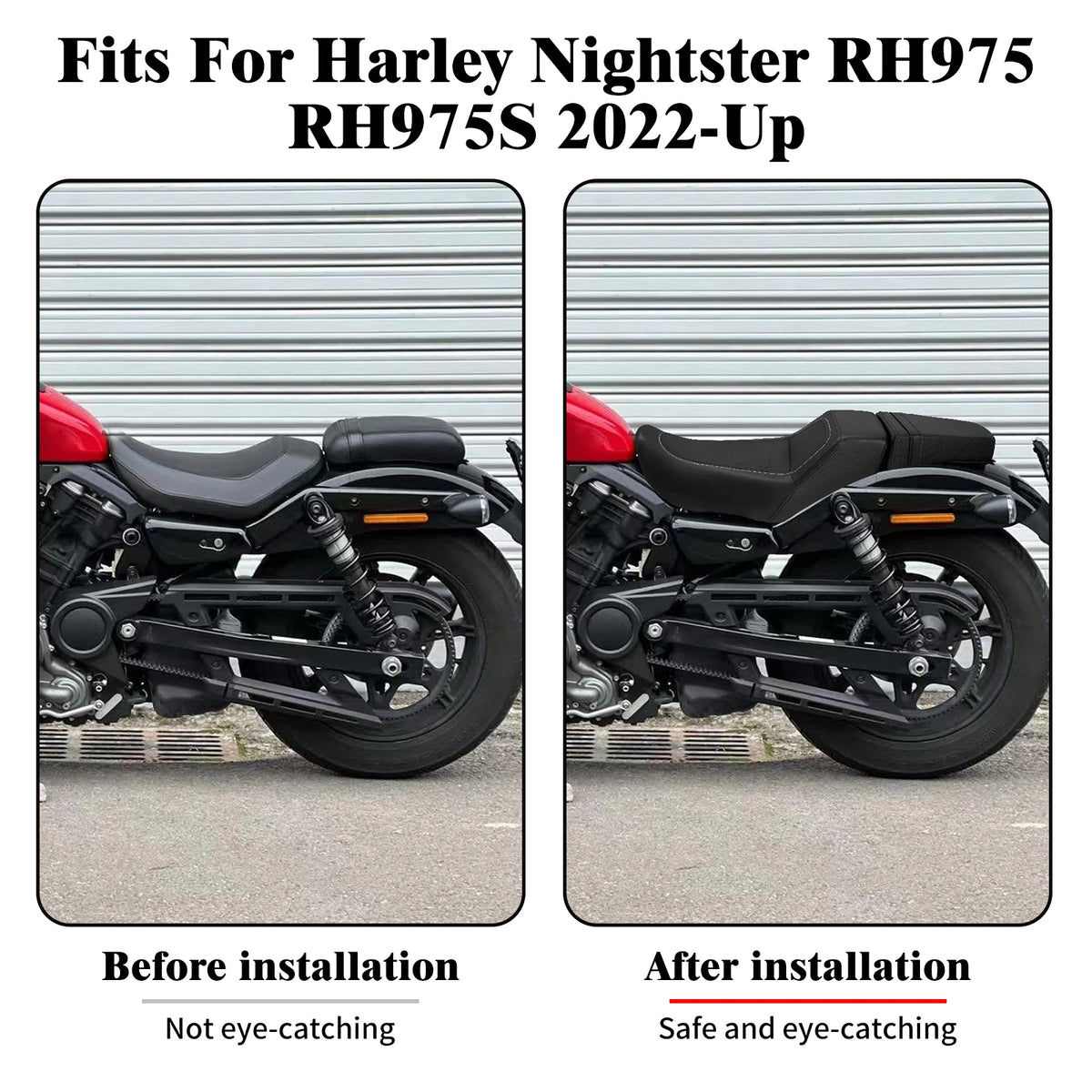 Selle duo noire en cuir PU pour Harley-Davidson Nightster - vue 2