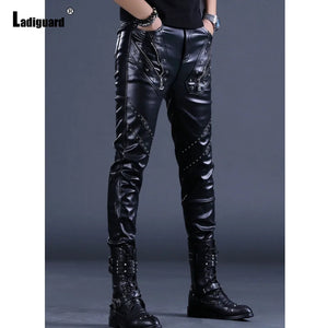 Pantalon simili cuir homme slim style rock, fermeture zip - vue 3