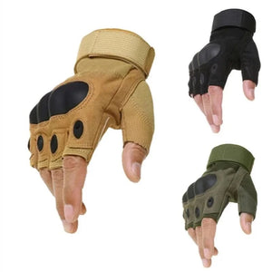 Gants tactiques mi-doigts noirs, vue de dessus - vue 2