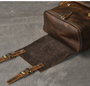 Sac à dos vintage en cuir noir véritable Crazy Horse - vue 5