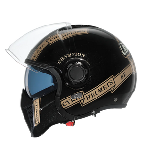 Casque moto modulable rétro avec double visière, vue 3/4 - vue 6