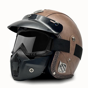 Casque Moto Vintage Ouvert en Cuir PU - Style Café Racer - vue 26