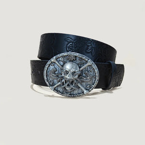 Ceinture grande taille simili cuir gaufré tête de mort - vue 2