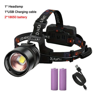 Lampe frontale LED puissante en alliage d'aluminium, rechargeable – photo 7/8