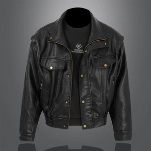 Blouson moto homme simili cuir vintage noir - vue - vue 7