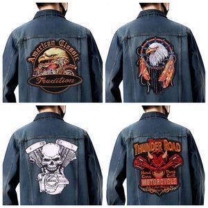 Grand écusson dorsal brodé style biker moto pour blouson - vue 1