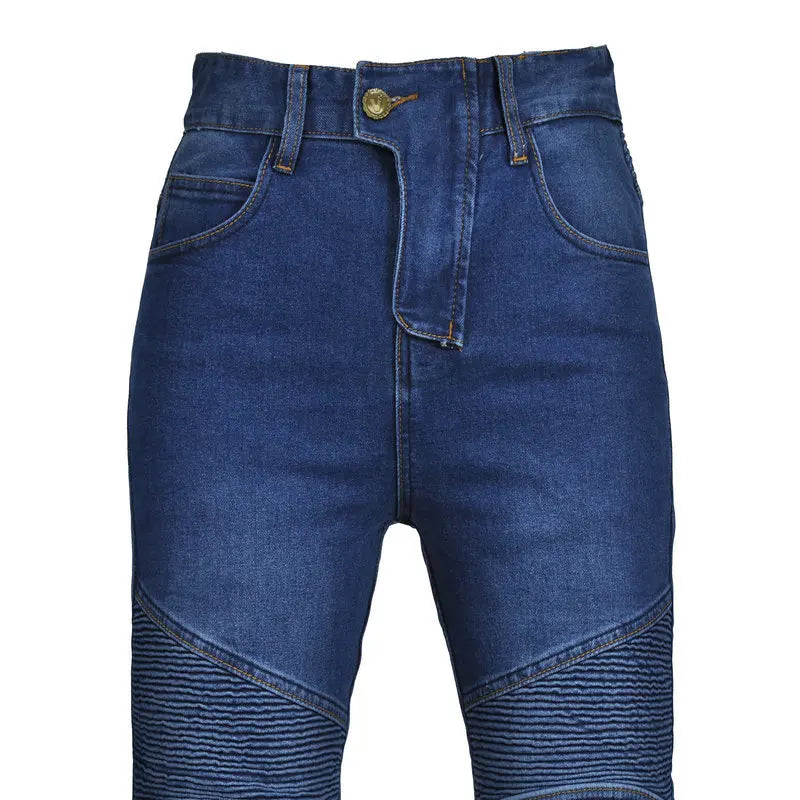 Jean moto femme avec protections silicone amovibles - vue 2