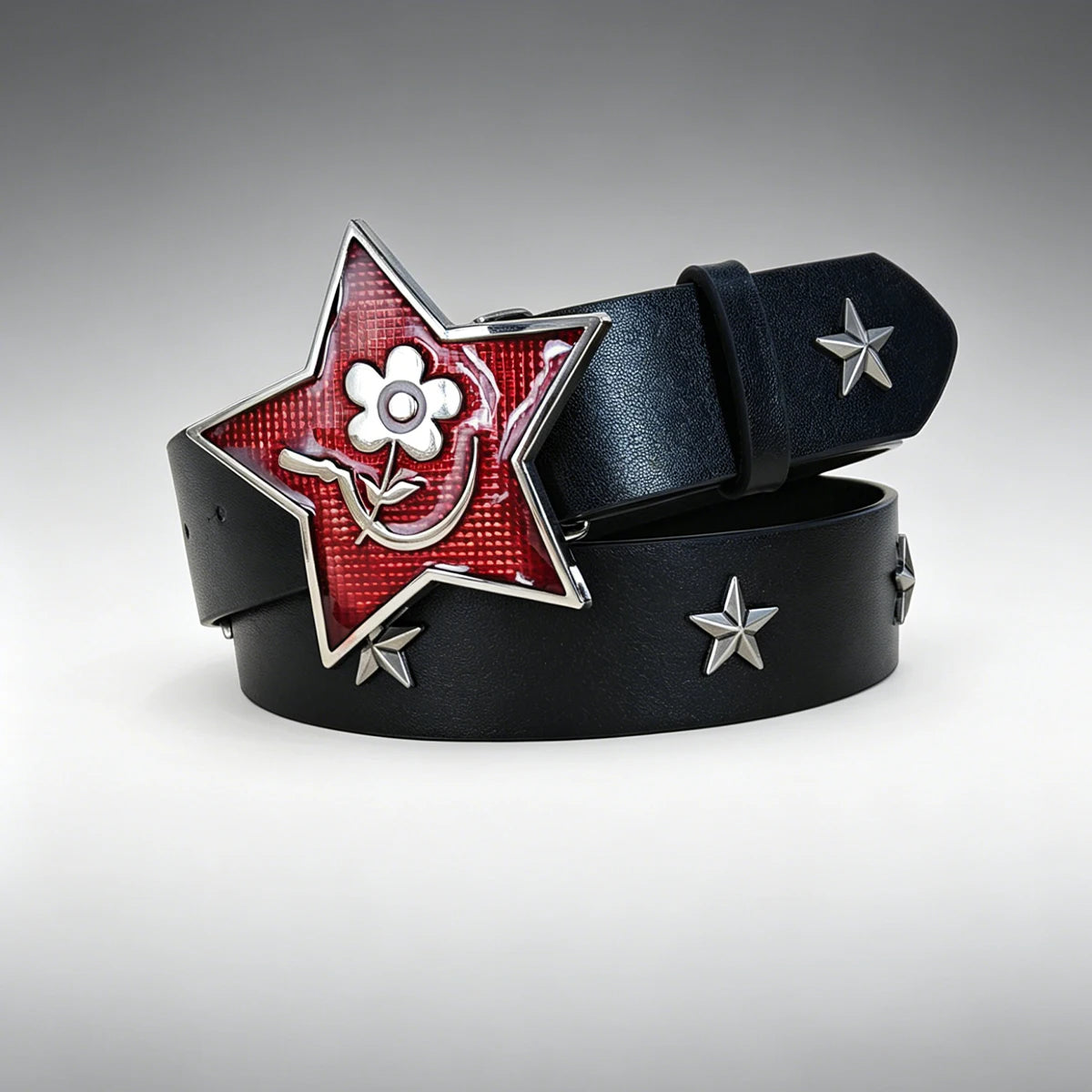 Ceinture homme cloutée boucle croix style punk - vue 2