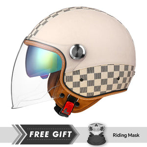 Casque moto jet 3/4 open face en cuir avec double visière - vue 17