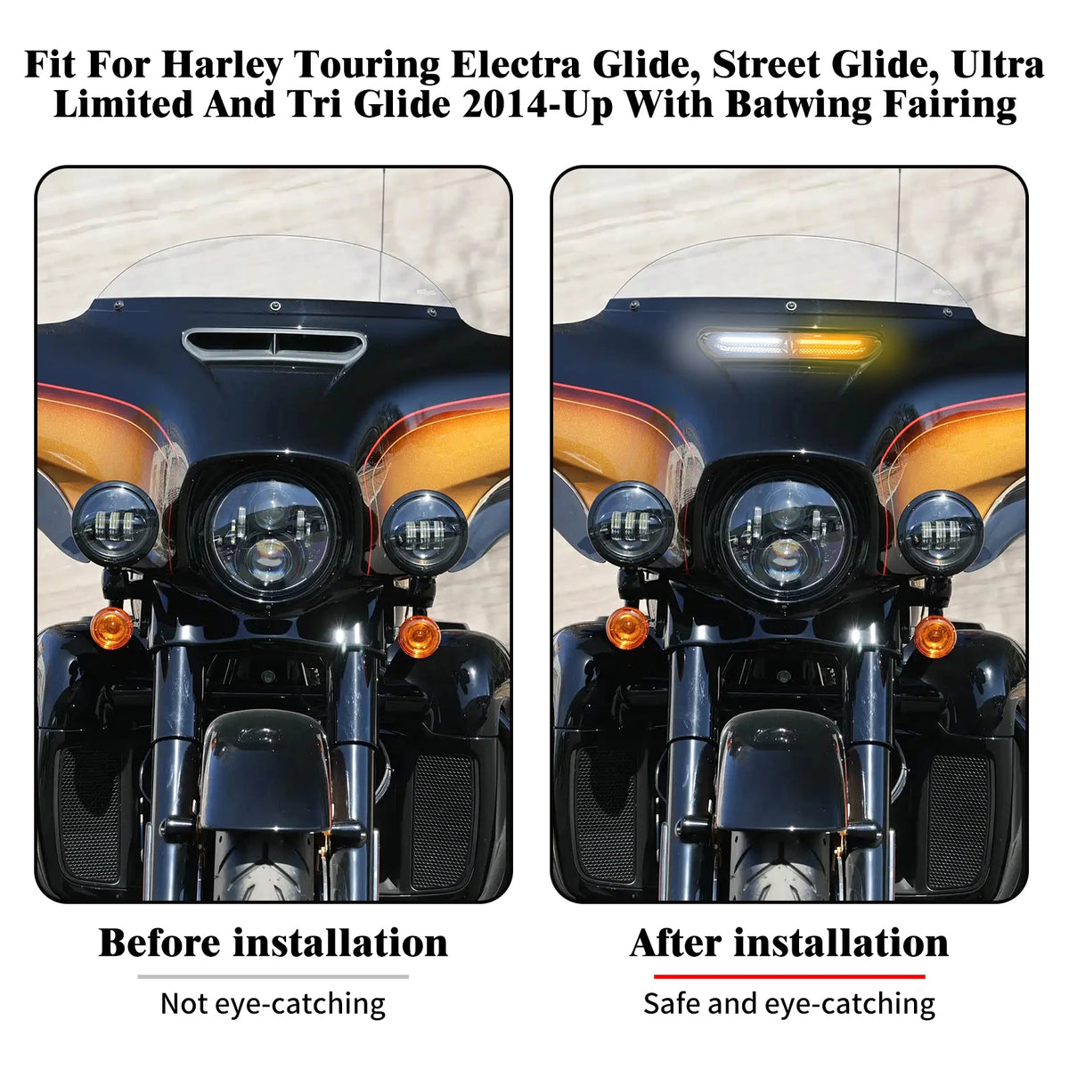 Feu LED de grille de carénage chromé pour Harley-Davidson Touring - vue 2