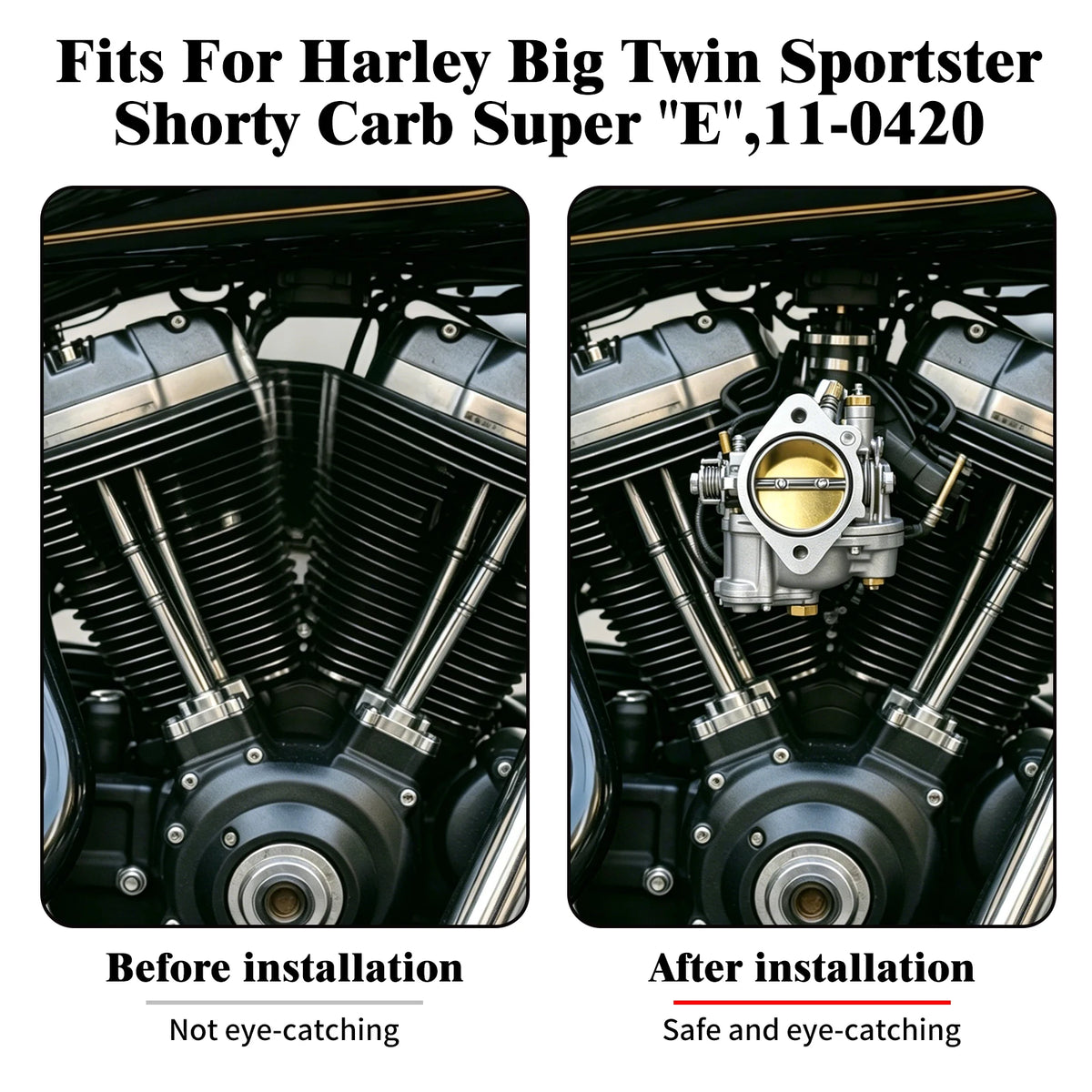 Carburateur Super E style Shorty en aluminium pour Harley-Davidson - vue 2