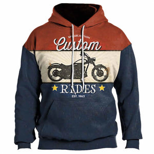 Sweat à Capuche Oversize Homme Imprimé 3D Moto Route 66 - vue 11